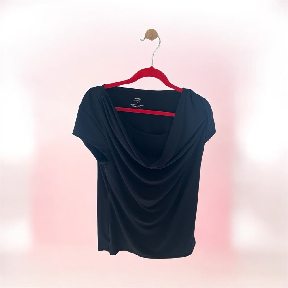 Premise Black Draped Blouse